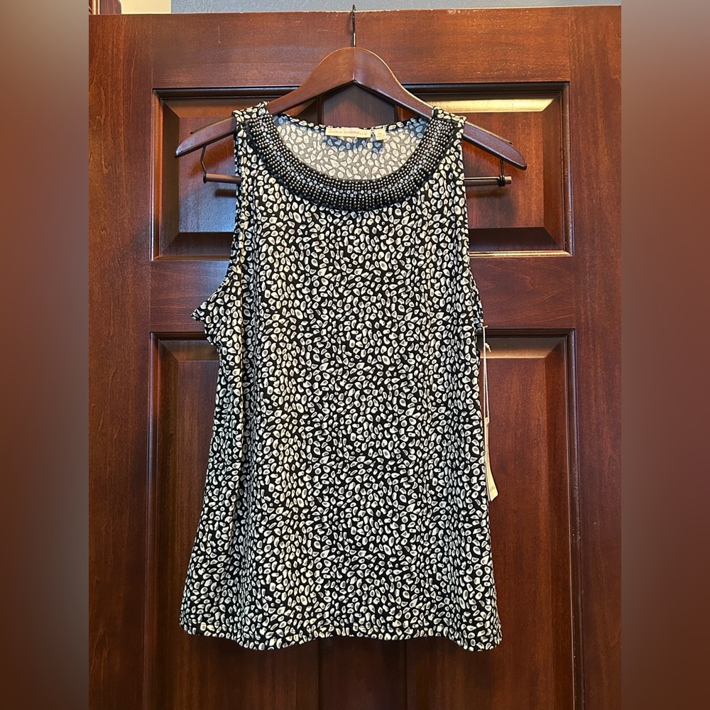 Maria Gabrielle Embellished Beaded Neck Black Tank Top Size‎ XL